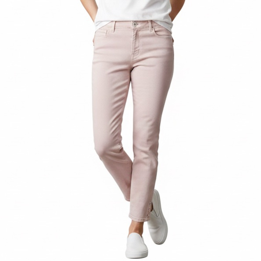 J.Jill Denim Authentic Fit Slim Ankle Pink Jeans Button Hem Detail Womens